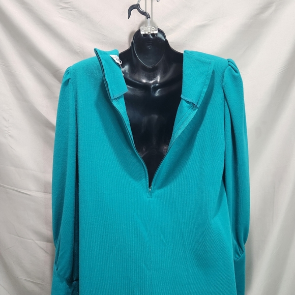 J. Ellis Vintage 80s Aqua Blue Green Classy Belted Shift Dress - Picture 6 of 10